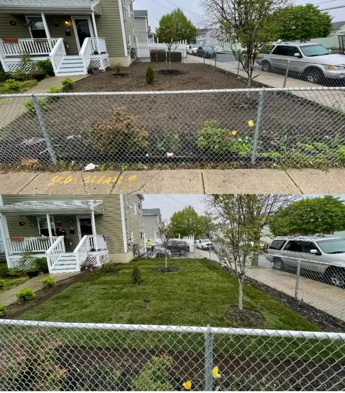 Before and after view of an R-Flores front yard project